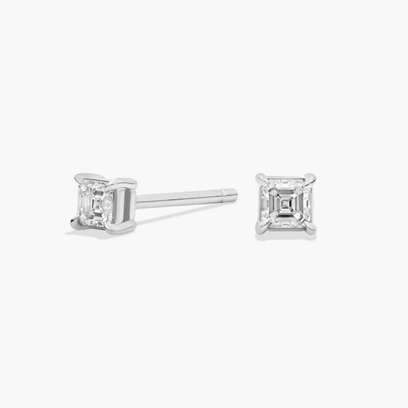 Asscher cut Natural Diamond Earring - Picture 1 of 2